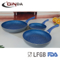 3pcs aluminum marble stone coating frying pan with silicon handle